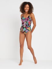 Bump It Up Maternity Black Tropical Triple Frill Swimsuit - Image 2 of 6