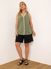Yours Curve Green Blanket Stitch Vest - Image 2 of 6