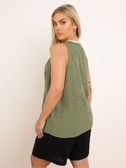 Yours Curve Green Blanket Stitch Vest - Image 3 of 6