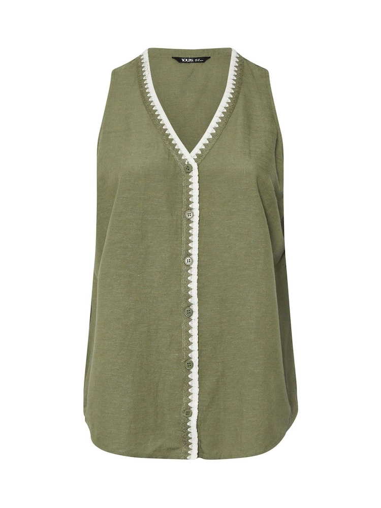 Yours Curve Green Blanket Stitch Vest - Image 6 of 6