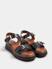 Yours Curve Black Extra Wide Fit Buckle Chunky Platform Sandals - Image 2 of 5