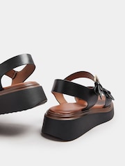 Yours Curve Black Extra Wide Fit Buckle Chunky Platform Sandals - Image 4 of 5