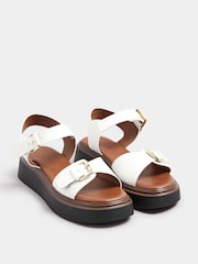 Yours Curve White Extra Wide Fit Buckle Chunky Platform Sandals - Image 2 of 5
