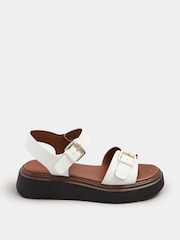 Yours Curve White Extra Wide Fit Buckle Chunky Platform Sandals - Image 3 of 5