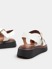 Yours Curve White Extra Wide Fit Buckle Chunky Platform Sandals - Image 4 of 5