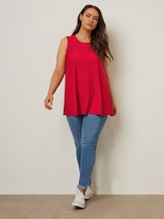 Yours Curve Red Daisy Crochet Broderie Vest - Image 2 of 5