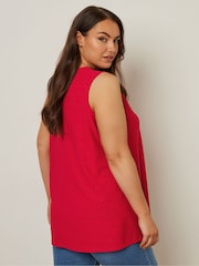 Yours Curve Red Daisy Crochet Broderie Vest - Image 3 of 5