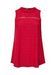 Yours Curve Red Daisy Crochet Broderie Vest - Image 5 of 5
