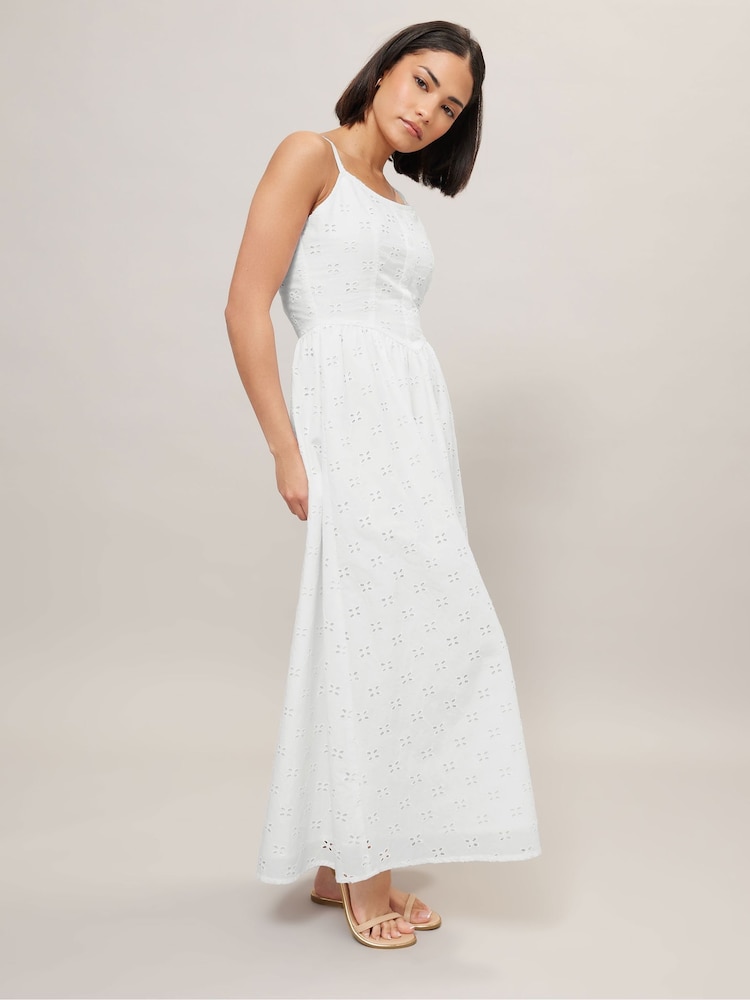 PixieGirl Petite White Broderie Button Front 100% Cotton Dress - Image 2 of 6