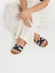 Yours Curve Black Extra-Wide Fit Whip Stitch Mule Sandals - Image 1 of 5