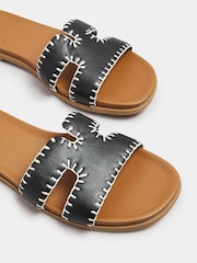 Yours Curve Black Extra-Wide Fit Whip Stitch Mule Sandals - Image 5 of 5