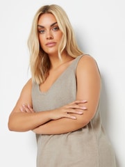 Yours Curve Natural Brown Knitted Vest Top - Image 3 of 6