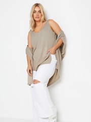 Yours Curve Natural Brown Knitted Vest Top - Image 4 of 6