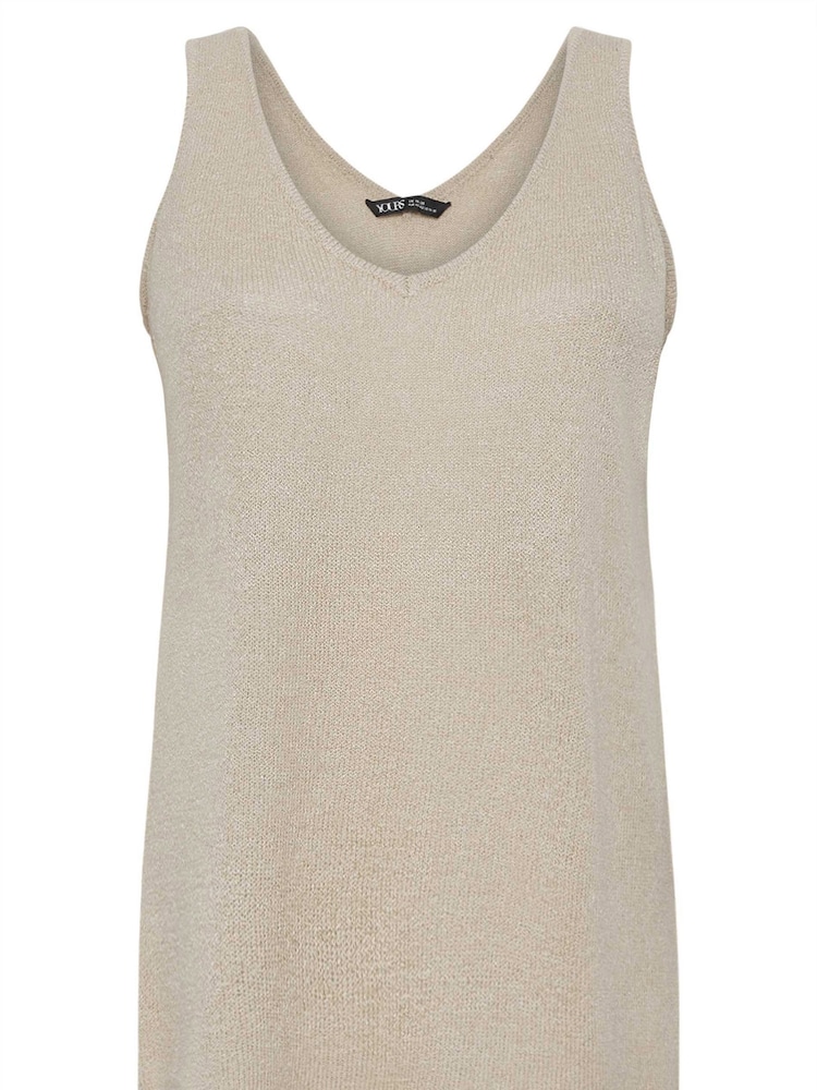 Yours Curve Natural Brown Knitted Vest Top - Image 6 of 6