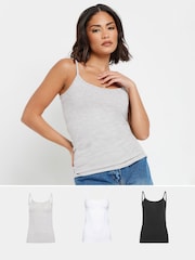 PixieGirl Petite Black Cami Vest Tops 3 Pack - Image 1 of 5