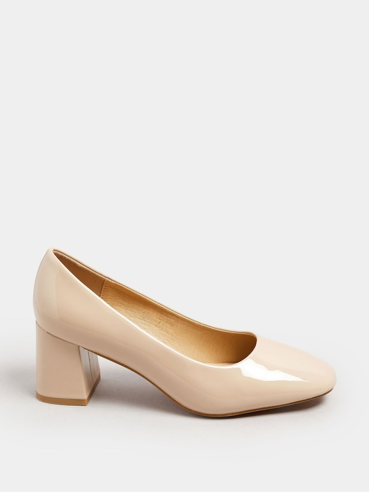 Yours Curve Nude Extra Wide Fit Round Toe Mid Block Courts - Image 3 of 5