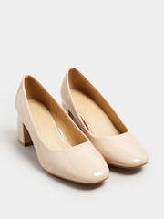 Yours Curve Nude Extra Wide Fit Round Toe Mid Block Courts - Image 4 of 5