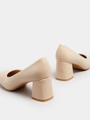 Yours Curve Nude Extra Wide Fit Round Toe Mid Block Courts - Image 5 of 5