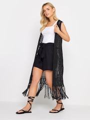 PixieGirl Petite Black Crochet Longline Cardigan - Image 2 of 4