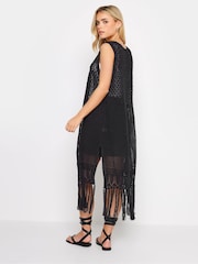PixieGirl Petite Black Crochet Longline Cardigan - Image 3 of 4