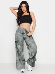 PixieGirl Petite Grey Denim Print Cargo 100% Cotton Trousers - Image 4 of 4