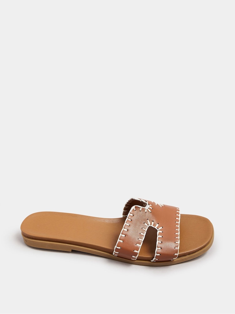 Brun - Sandales mules Yours Curve à coutures extra-larges - Image 3 of 5