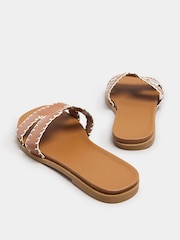 Yours Curve Brown Extra-Wide Fit Whip Stitch Mule Sandals - Image 4 of 5