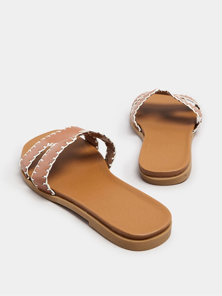 Brun - Sandales mules Yours Curve à coutures extra-larges - Image 4 of 5