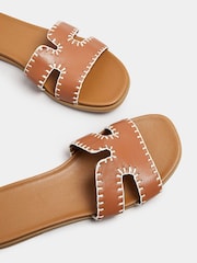 Yours Curve Brown Extra-Wide Fit Whip Stitch Mule Sandals - Image 5 of 5