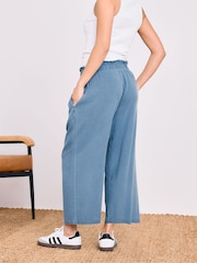 PixieGirl Petite Blue Acid Wash Cropped 100% Cotton Trousers - Image 2 of 5