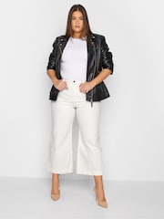 Long Tall Sally White Denim Cropped Wide Leg 100% Cotton Jeans - Image 2 of 2