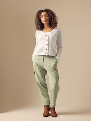 M&Co Natural Button Down Crochet Cardigan - Image 1 of 5