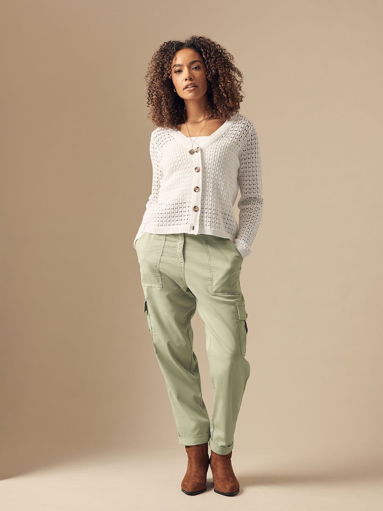 M&Co Natural Button Down Crochet Cardigan - Image 1 of 5