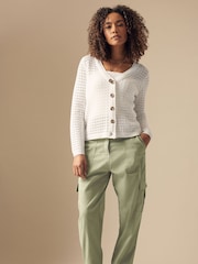 M&Co Natural Button Down Crochet Cardigan - Image 2 of 5