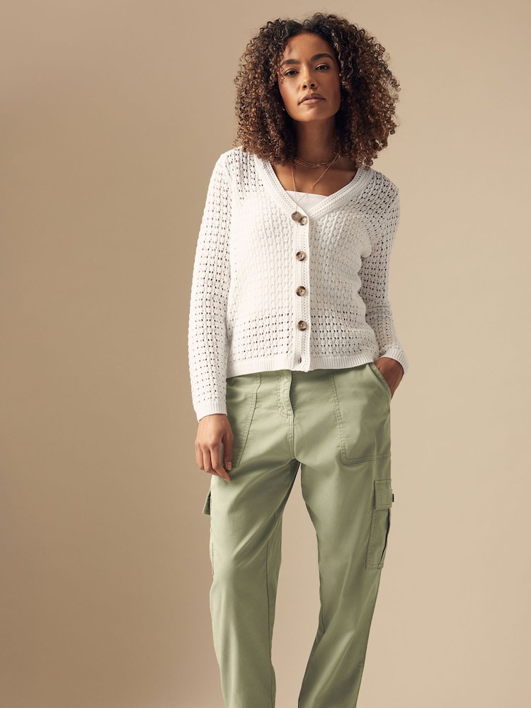 M&Co Natural Button Down Crochet Cardigan - Image 2 of 5