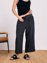 PixieGirl Petite Black Acid Wash Cropped 100% Cotton Trousers - Image 2 of 4