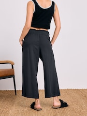 PixieGirl Petite Black Acid Wash Cropped 100% Cotton Trousers - Image 3 of 4
