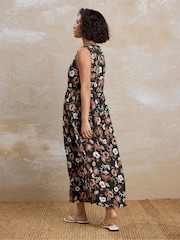 PixieGirl Petite Black Floral Midi Dress - Image 3 of 5