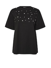 Negro - Yours Curve 100% Cotton Eyelet Yolk Relaxed Shoulder Top - Imagen 5 de 5