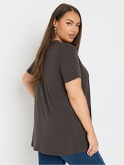 Yours Curve Brown Button Front Ribbed Blouses - Image 3 of 4