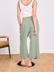PixieGirl Petite Sage Green Acid Wash Cropped 100% Cotton Trousers - Image 4 of 4