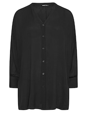 Yours Curve Black Button Up Beach Shirt - Image 5 of 5