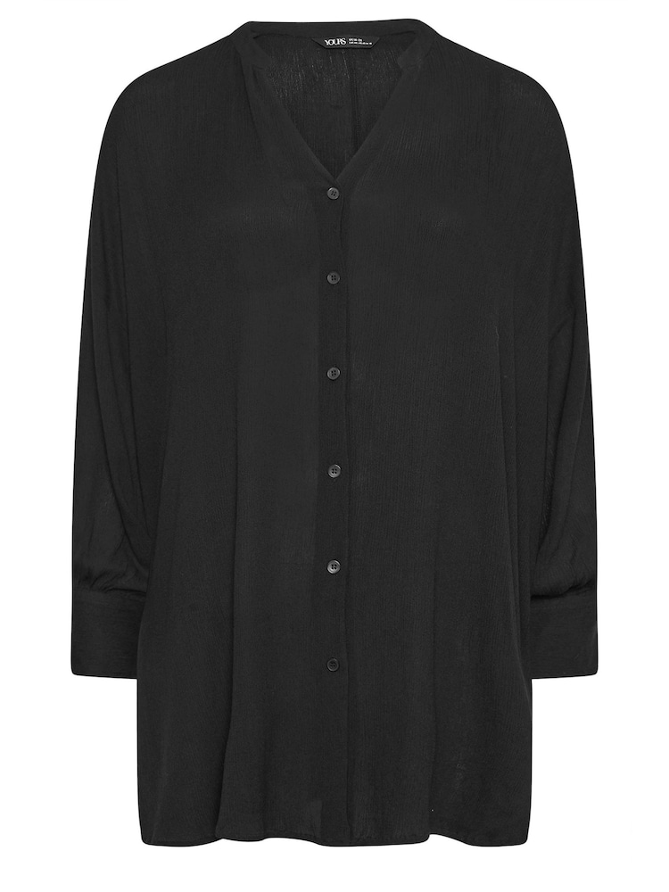 Yours Curve Black Button Up Beach Shirt - Image 5 of 5
