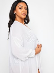 Yours Curve White Button Up Beach Shirt - Image 2 of 5