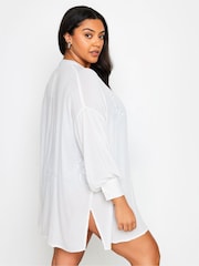 Yours Curve White Button Up Beach Shirt - Image 3 of 5