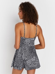 M&Co Blue Floral Print Patchwork Swimdress - Image 3 of 7