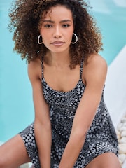 M&Co Blue Floral Print Patchwork Swimdress - Image 4 of 7
