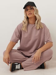 Yours Curve Pink 100% Cotton Acid Wash T-Shirt - Image 1 of 5