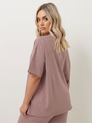 Yours Curve Pink 100% Cotton Acid Wash T-Shirt - Image 4 of 5