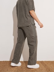 Yours Curve Brown 100% Cotton Acid Wash Wide Leg Joggers - Image 4 of 6